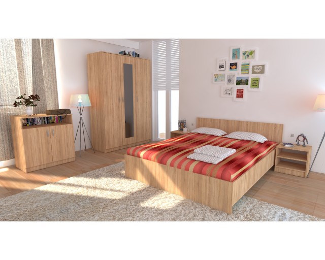 Dormitor Soft Sonoma cu pat 160x200 cm